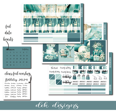 Birthday Teal Monthly Overview - EC, HP or A5W - DEK Designs