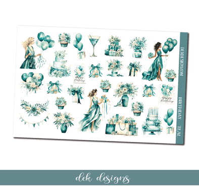 Birthday Teal - Deco/Fashion Sheet - DEK Designs