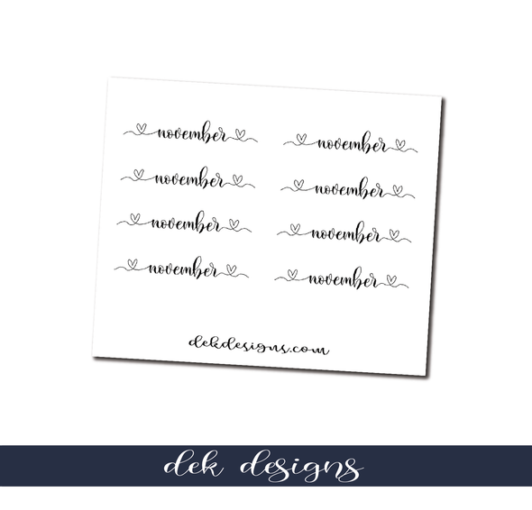 November Clear Monthly Script - DEK Designs