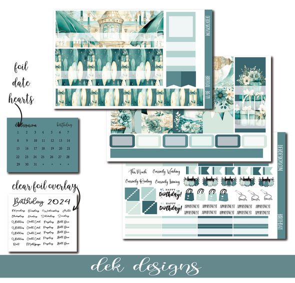 Birthday Teal Monthly Overview - B6 - DEK Designs