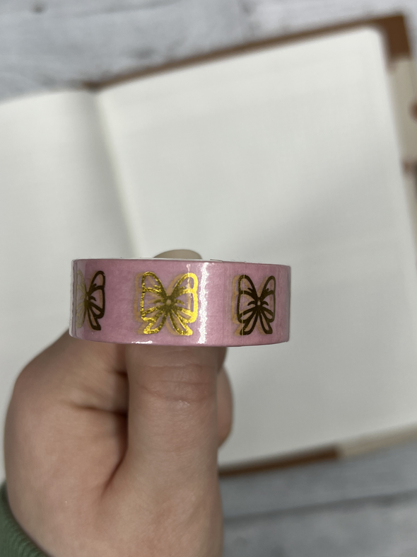 Gold Bow Pink Washi Tape - DEK Designs