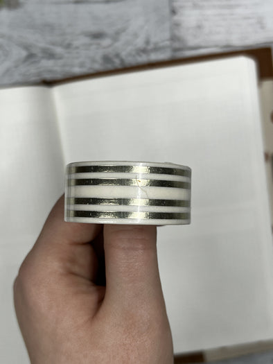 Silver Foil Stripes Tab Tape Collaboration with Lauren Phelps Designs - DEK Designs
