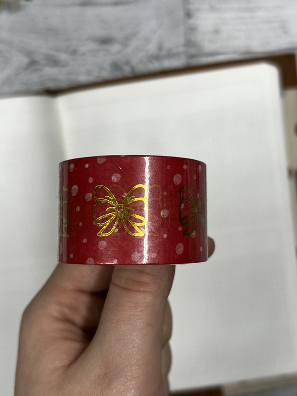 Gold Bow Foil * Red with White Dots Washi Tape - DEK Designs