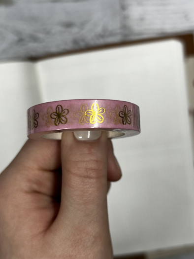 Gold Foiled Flower * Pink Washi Tape - DEK Designs