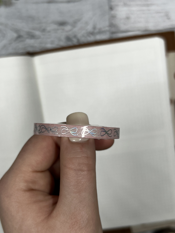 Silver Holo Foiled Bow * Pink Washi Tape - DEK Designs