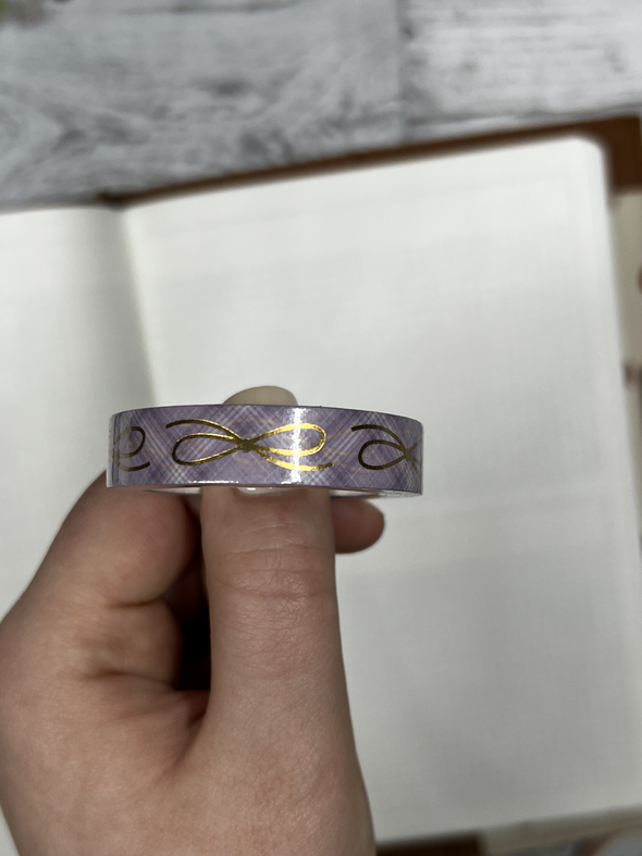 Gold Bow Foil * Purple Plaid Washi Tape - DEK Designs