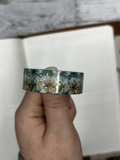 Gold Foil Speckles * Blue Floral Washi Tape - DEK Designs