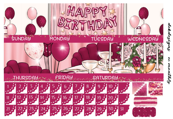 Birthday Monthly Overview - Hobo Cousin - DEK Designs
