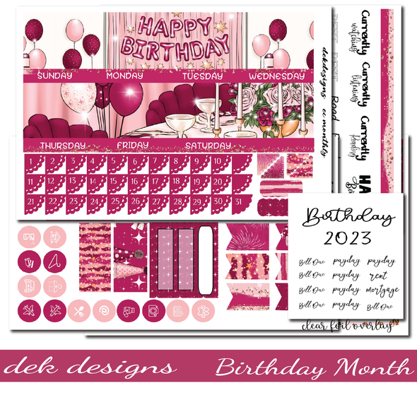 Birthday Monthly Overview - DEK Designs