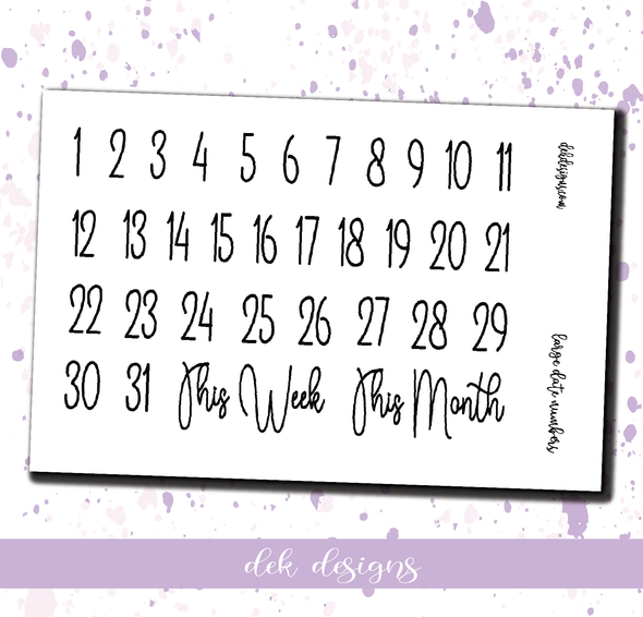 Clear Foil Date Numbers Large -   Clear Overlays - DEK Designs